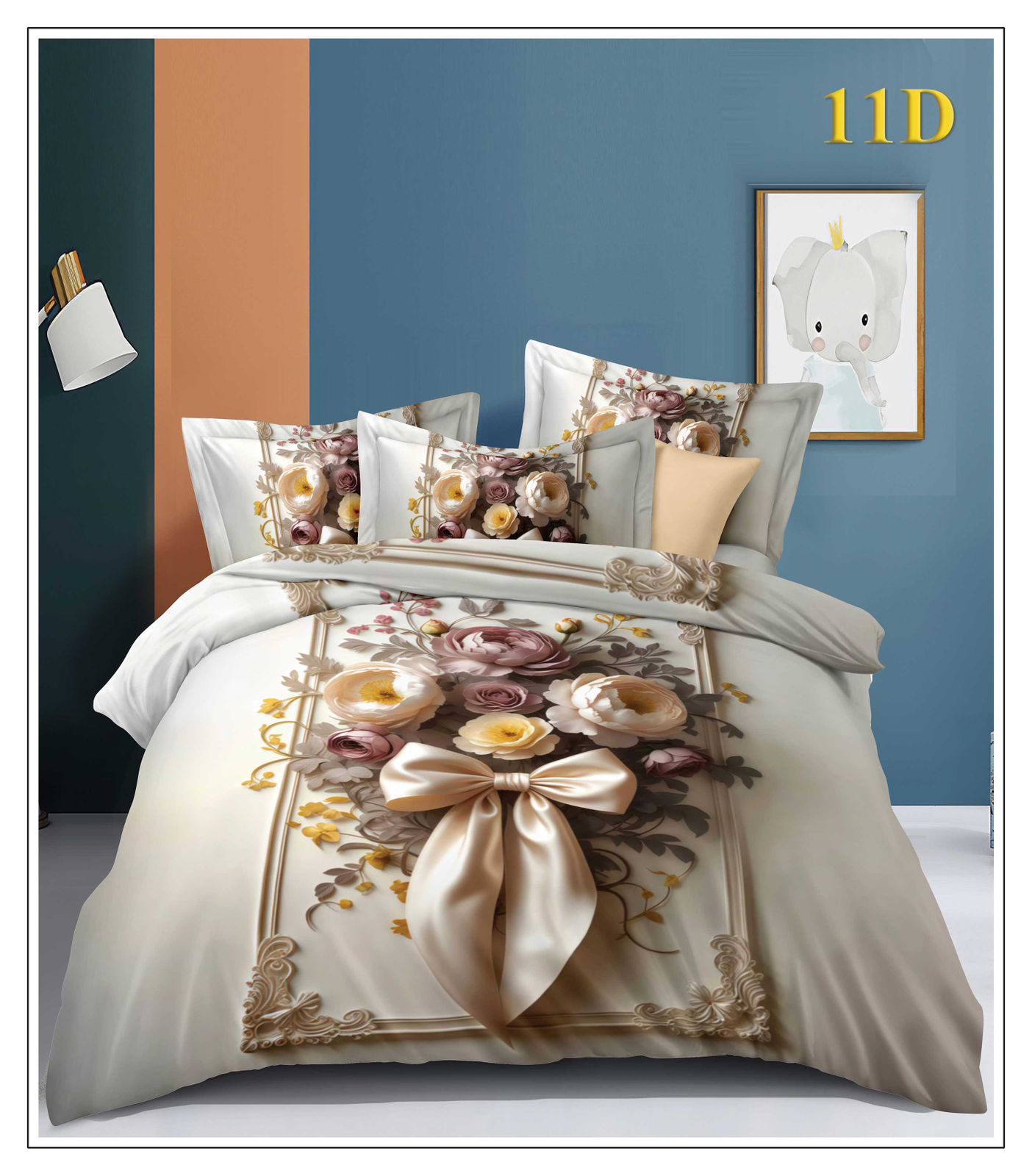 Beige Floral Bedsheet Set